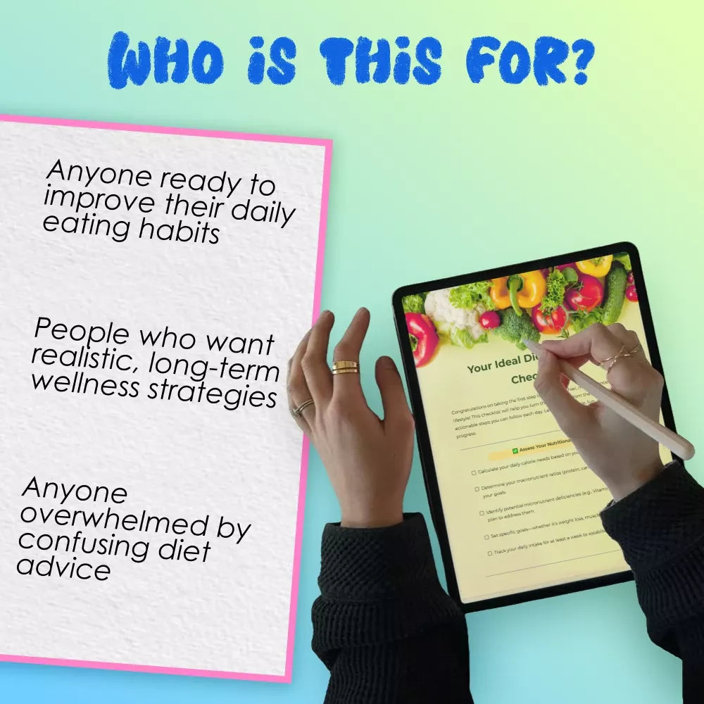 Your Ideal Diet Wellness Checklist | Digital Nutrition Guide for Healthy Eating, Meal Planning & Mindful Habits